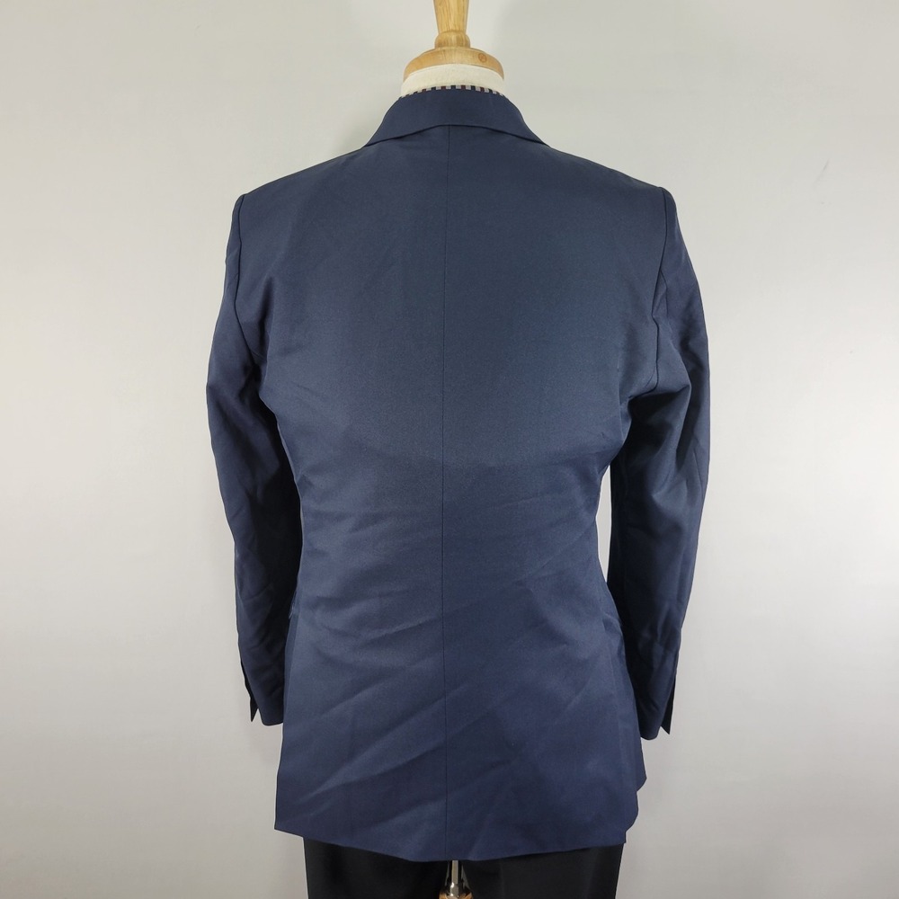 Haggar Men's Active Series Blazer Navy Blue Polyester Two Button 38R Tailored - Picture 12 of 16